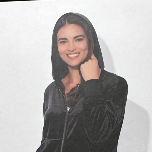 Felina Women's Luxe Velour Track Suit Size L Black Soft Loungewear Relax Fit NEW - Picture 7 of 11